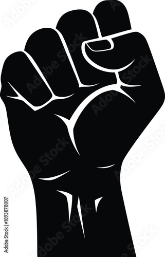 Black raised fist icon in a powerful gesture
