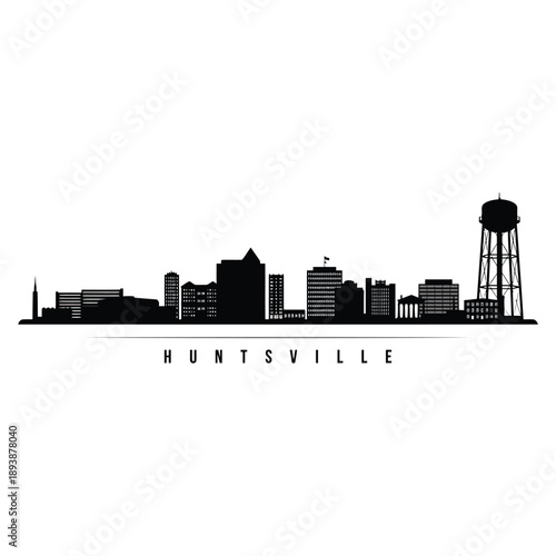 Huntsville alabama skyline silhouette against a plain white background