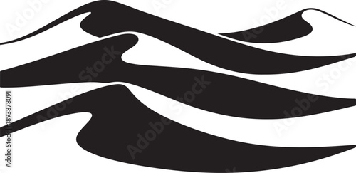 Abstract black waves on white background illustration design element