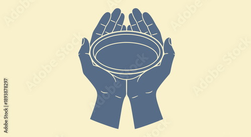 Empathy in Action: A compassionate depiction of two hands cradling an empty bowl, representing the universal concept of hunger and need.