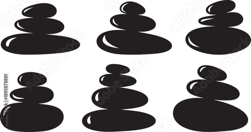 Black stone stacks in various sizes and shapes arrangement