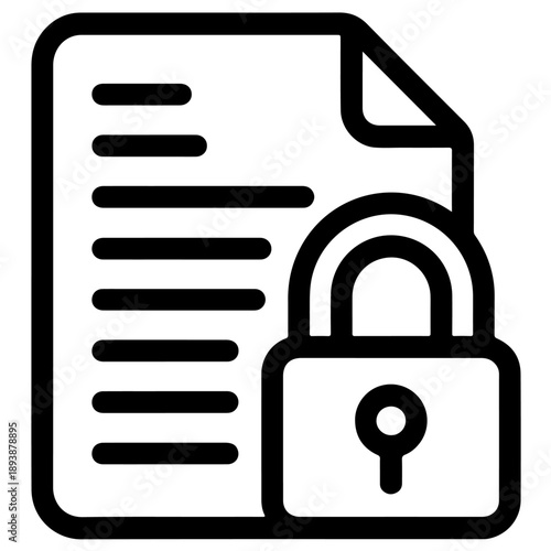 Secure document icon illustrating file protection, privacy, and confidential data security