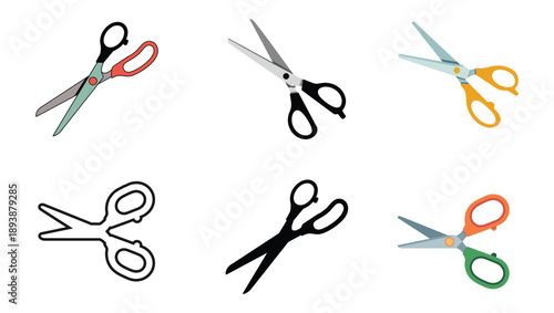 Scissors vector icon, Black outline design, Black and white silhouette vector, Flat design illustration.