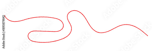 Red thread isolates on a white background. Red thread looped in a circle form, symbolizing vector. Line of red yarn, long red thread. eps 10
