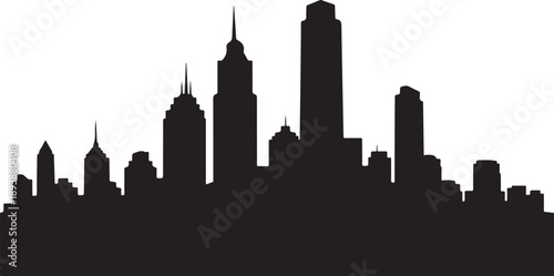 Black silhouette of a city skyline at night time