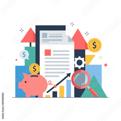 Colorful illustration of a piggy bank.