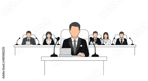 Corporate Board Members and Business Executives Seated at Conference Room Meeting