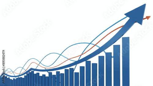 Visualizing Upward Financial Growth A Dynamic Bar Chart with Trend Lines and Arrow