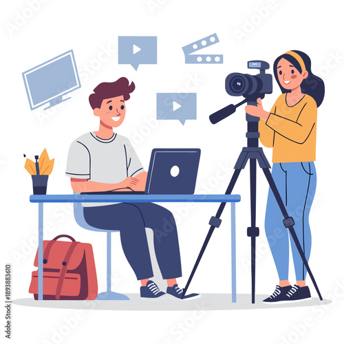 Content Creators Filming and Editing Video