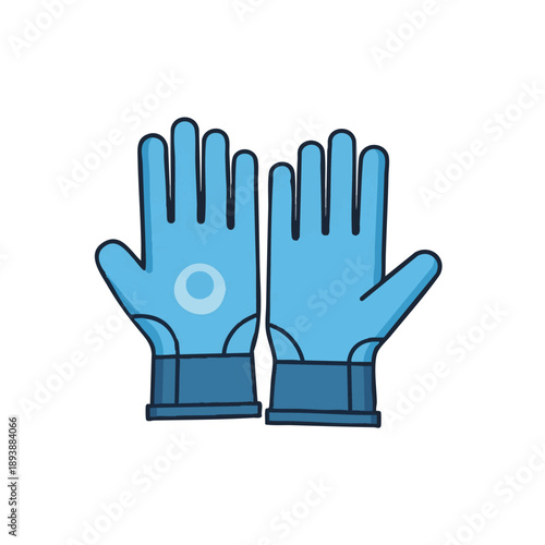 Pair of Blue Safety Work Gloves Icon. PPE Industrial Hand Protection Vector Illustration in Filled Outline Style.