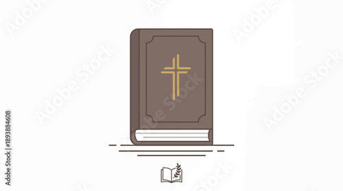 Inspirational Sacred Text Illustration of a Bible in Minimalist Design