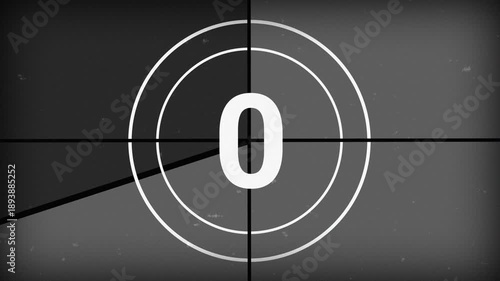 Old Film Countdown from 5 to 0 number. 4K Video