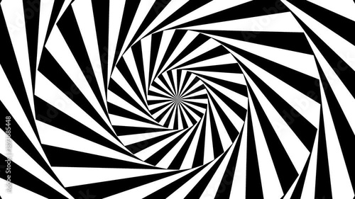 4k seamless looping spiral, rhythmic geometric network optical illusion background set. Black and white striped pattern. Geometric tunnel hypnotic psychedelic BG.