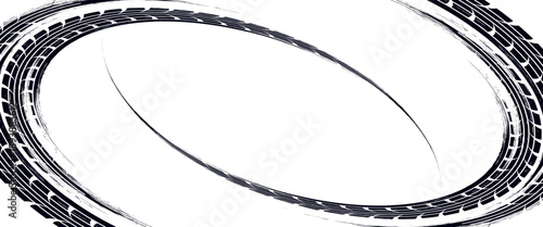 Tire tread marks, drift, motorsport, motocross, rally, tread mark with skid, grinding, splash effect.