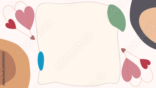 Modern Romantic Template Pastel Colorful Background. Abstract Heart Hand Drawn Organic Shapes and Copy Space Area Design Vector. Suitable for Digital Marketing, Branding, Photo Collage Design