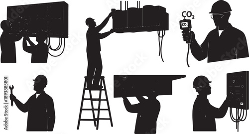 5 Black Solid Silhouettes of CEA Engineers