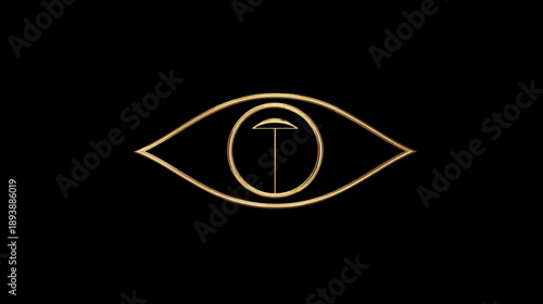 Mysterious Golden Eye Icon with Stylized Pupil Design on Dark Black Background for Vision and Insight Concepts