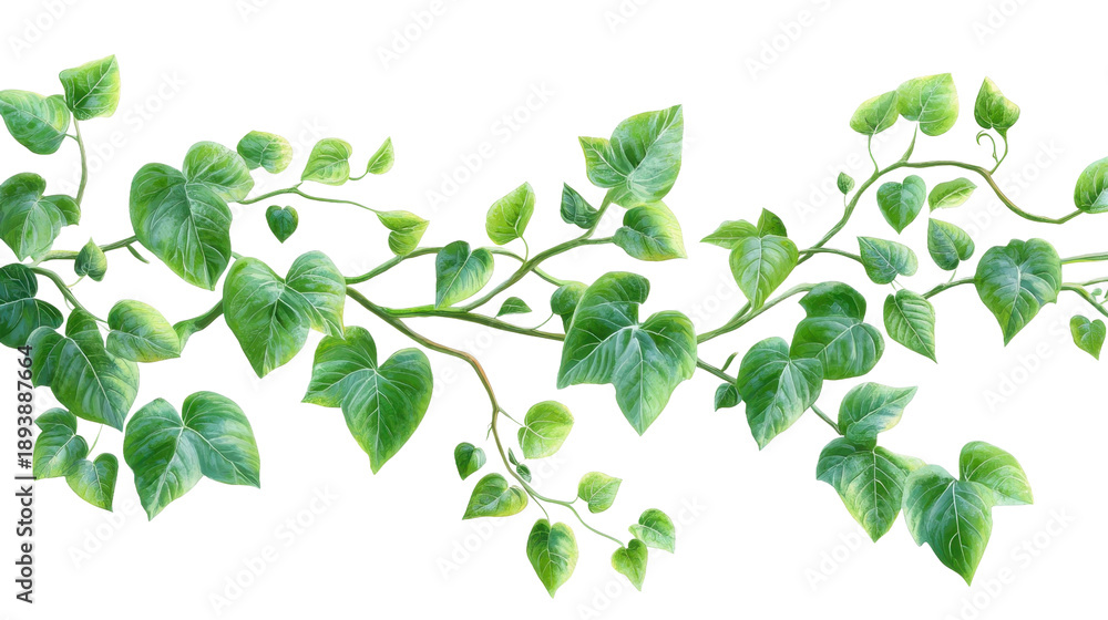 Obraz premium Lush Green Vine with Heartshaped Leaves Black Background