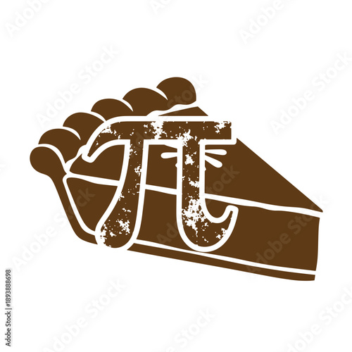 Vintage Grunge texture Brown pie slice with crust on white background  food icon