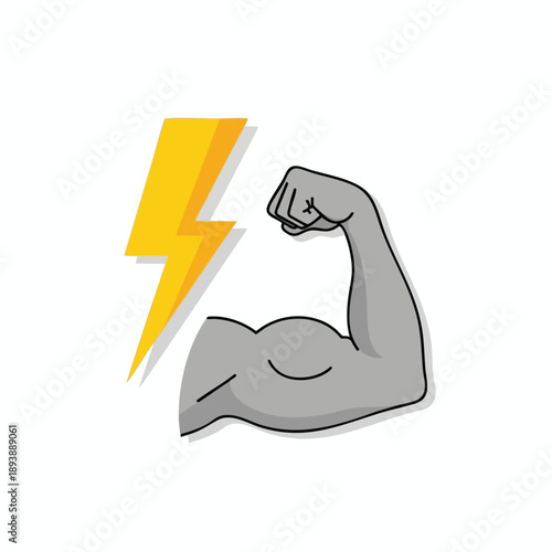 Flexed Arm with Lightning Bolt