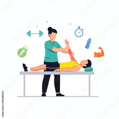 Physical Therapist Assisting Patient with Stretching Exercise