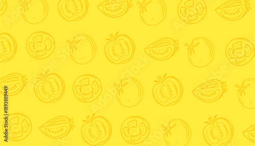 Vintage Tomato Sketch Seamless Pattern Background. Hand Drawn Food Illustration Texture