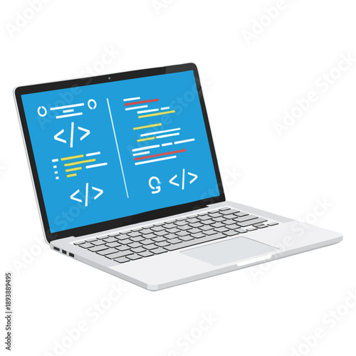 Laptop with Coding Interface on Screen