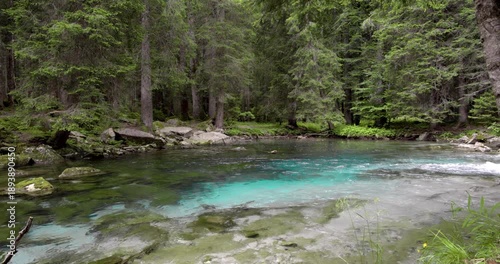 Turquoise lake in the Dolomites.
