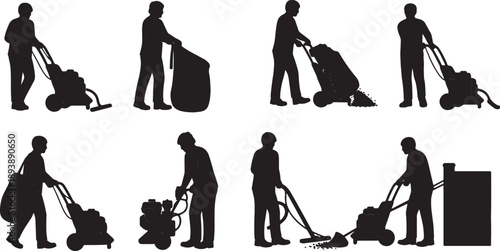 6 Black Solid Leaf Vacuum Silhouettes Set on White Background