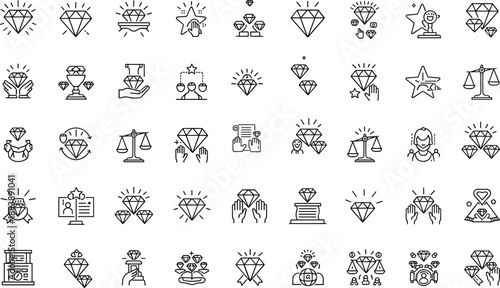 Black line of diamonds and jewelry concepts luxury