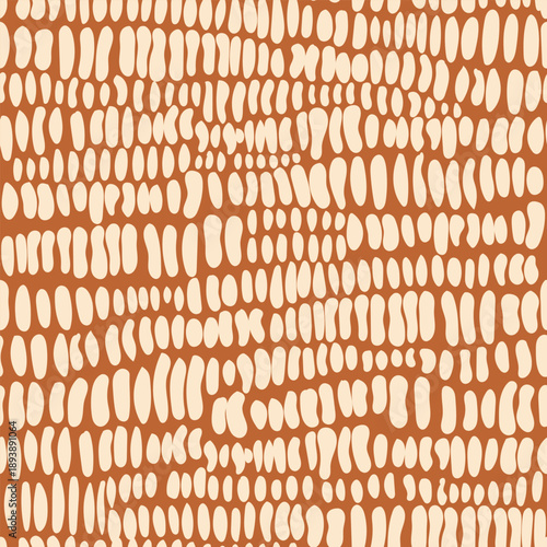 Aesthetic Contemporary printable pattern with abstract elements. Boho abstract background in mid century style vector. Beige, brown, orange