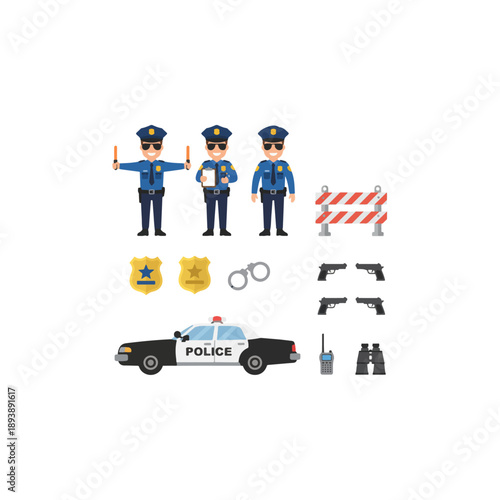 Police Officer and Equipment Set.