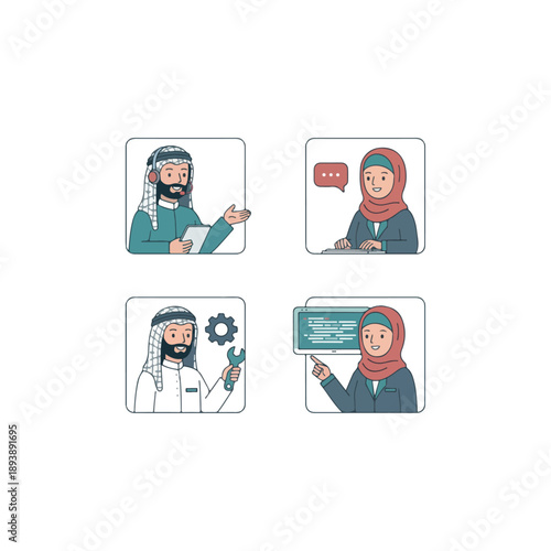 Diverse Middle Eastern Professionals in Technology and Business Roles.