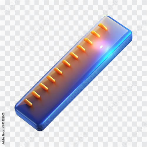 3D Transparent Ruler Icon | Measurement Tool, Precision Design & Electric Spark