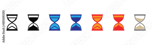 Vector illustration icon collection of colorful hourglasses in various colors