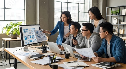 Business Team Discussing UX Design Plans During Office Meeting