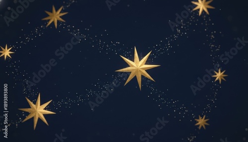 Golden Celestial Wonders: Glimmering golden stars and twinkling particles adorning a vast night sky canvas, inviting the viewer to contemplate the mysteries of the universe.