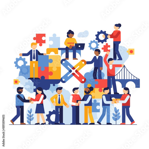 Diverse group of people working together.