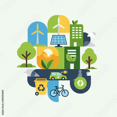 Eco Friendly City Sustainable Green Concept.