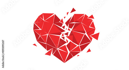 Broken Red Heart Splitting into Polygonal Fragments Geometric Design for Loss and Separation