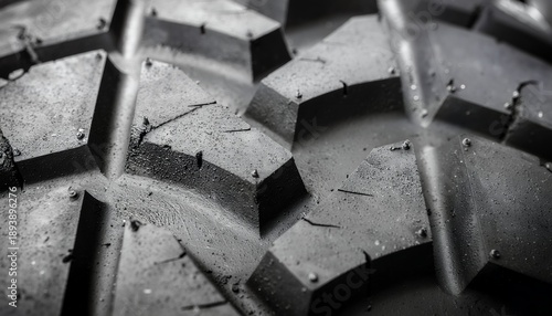 Close-up texture of a rugged tire tread pattern for off-road use