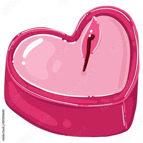 Pink Heart Shaped Scented Candle Vector Illustration