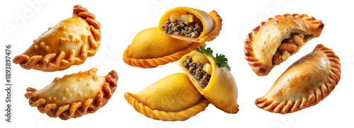 Wallpaper Mural Fried baked pastry empanadas filled with ground beef cheese ham and crimped edges, isolated on white background Torontodigital.ca