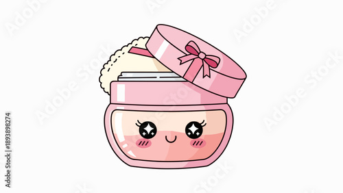 Cute Kawaii Makeup Powder Compact with Pink Bow and Fluffy Puff