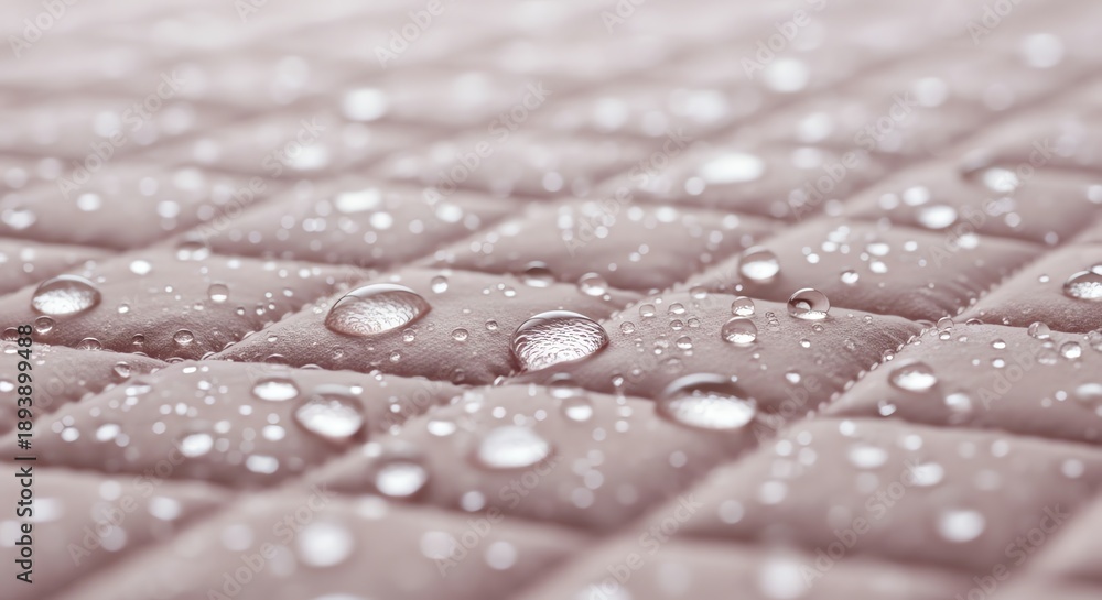 Fototapeta premium Water droplets on quilted fabric texture