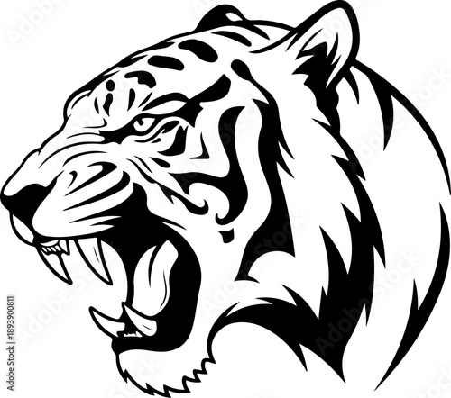 Tiger face silhouette vector illustration