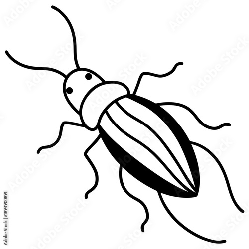 Water beetle illustration, showcasing its aquatic life and intricate details