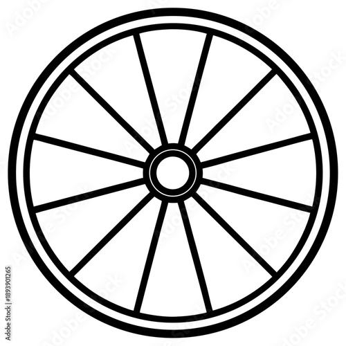 Old Fashioned Wooden Cart Wheel, Rustic Vintage Farm Implement Detail