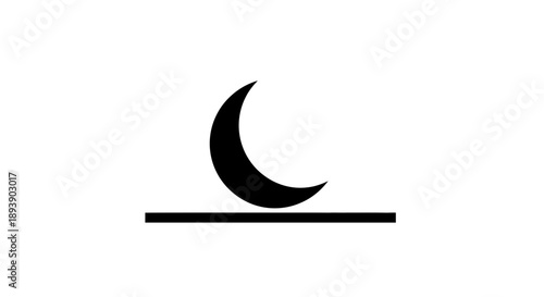 Simple black crescent moon icon on white background.