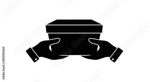 Hands holding a coffin, funeral service, mourning, bereavement, loss, condolences.